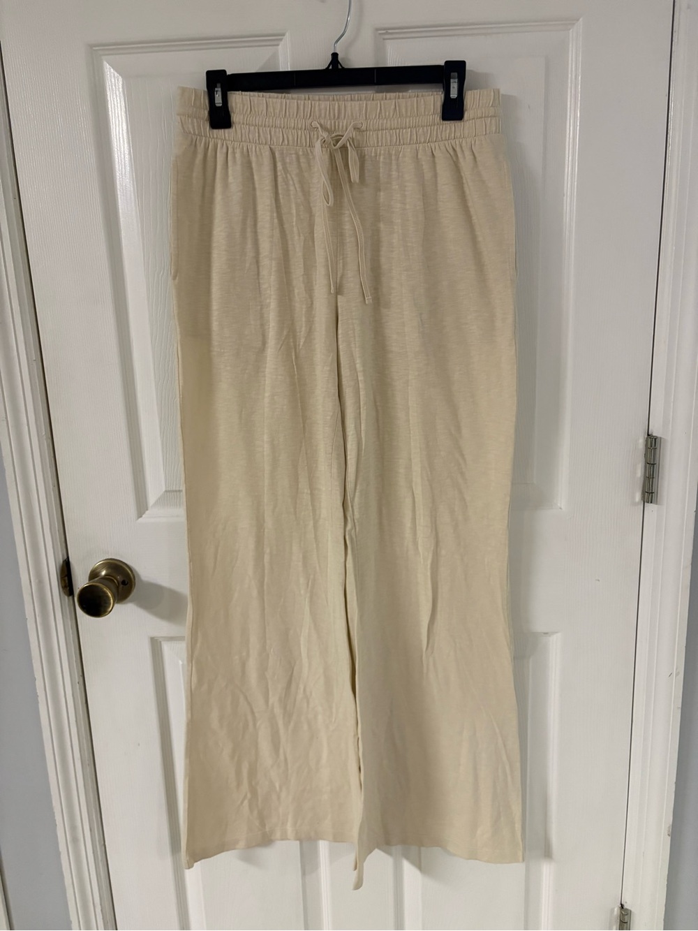 new American Eagle Cream Wide-Leg Drawstring Sweatpants